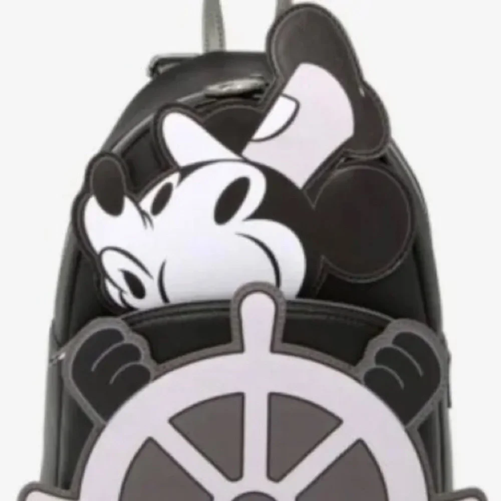 Loungefly Disney Steamboat Willie Mickey Mouse Monochrome Vintage Mini Backpack